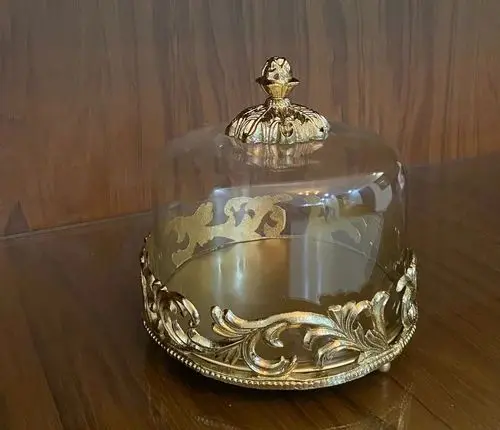 Gold Glass Cake Stand — Handcrafted Export Product by NXTGENEXPORTS, Moradabad